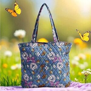 Vera Bradley Small North South Tote, Wild Prairie, Blue/Multicolor